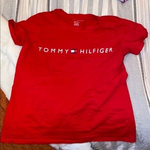 tommy red shirt size xsmall but fits xs-s